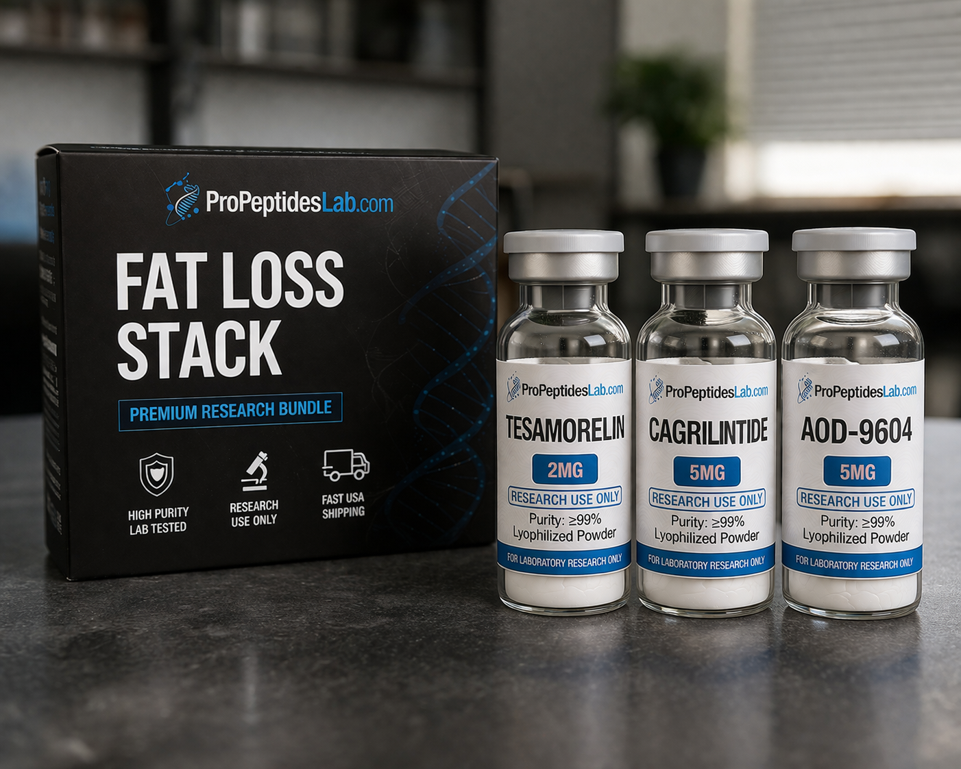 Fat Loss Peptide Stack Fat Loss Peptide Stack | Tesamorelin + Cagrilintide + AOD-9604 | USA